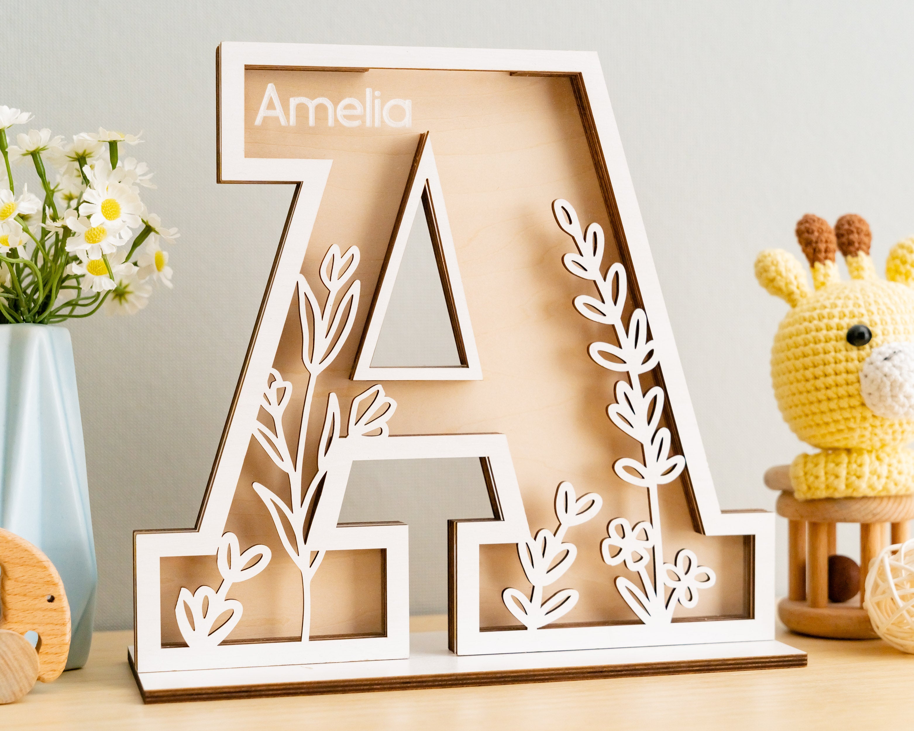 Boho Chic Personalized Letter Coin Bank for Nursery Savings