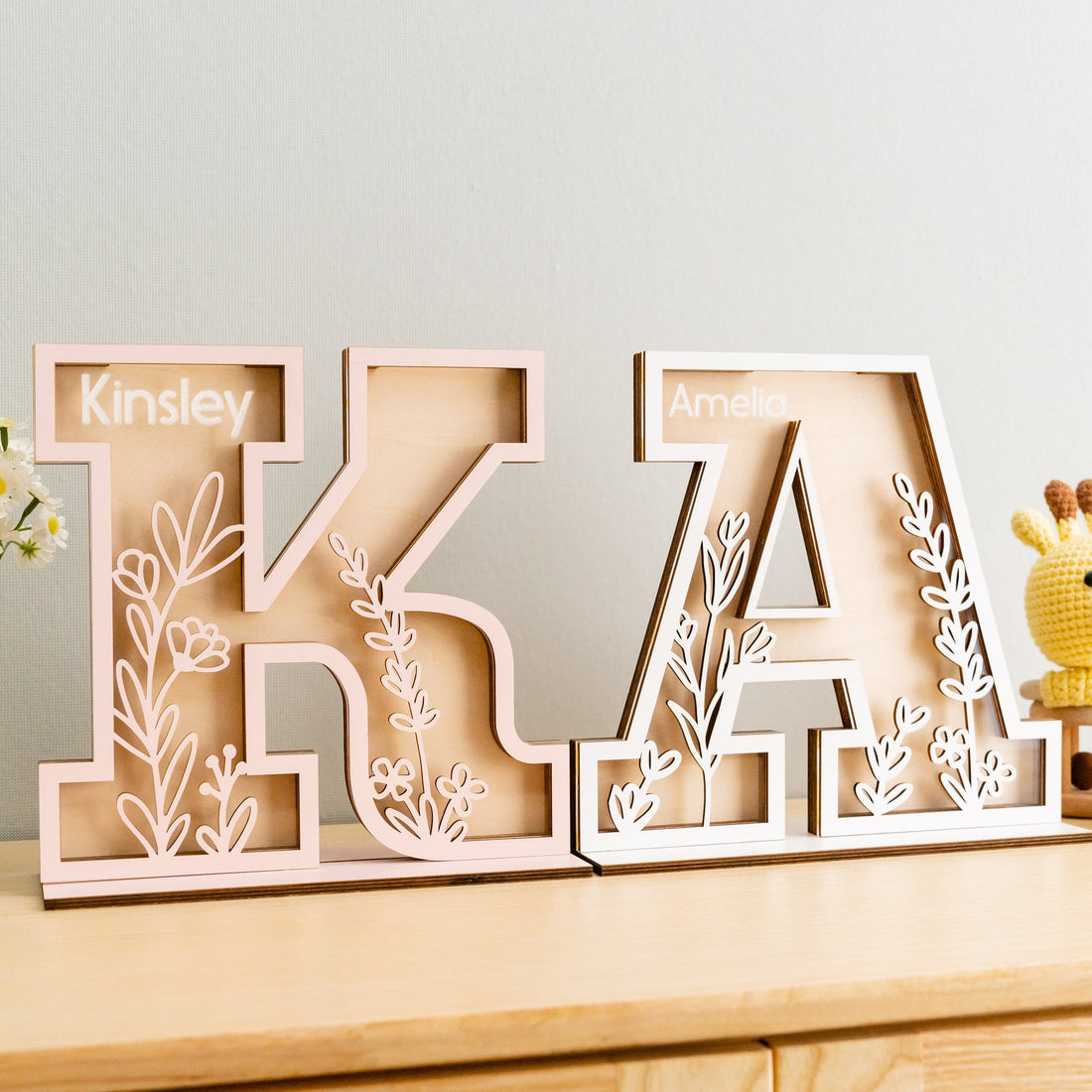 Personalized Letter Piggy Bank Wood Acrylic for Baby Money Bank E21