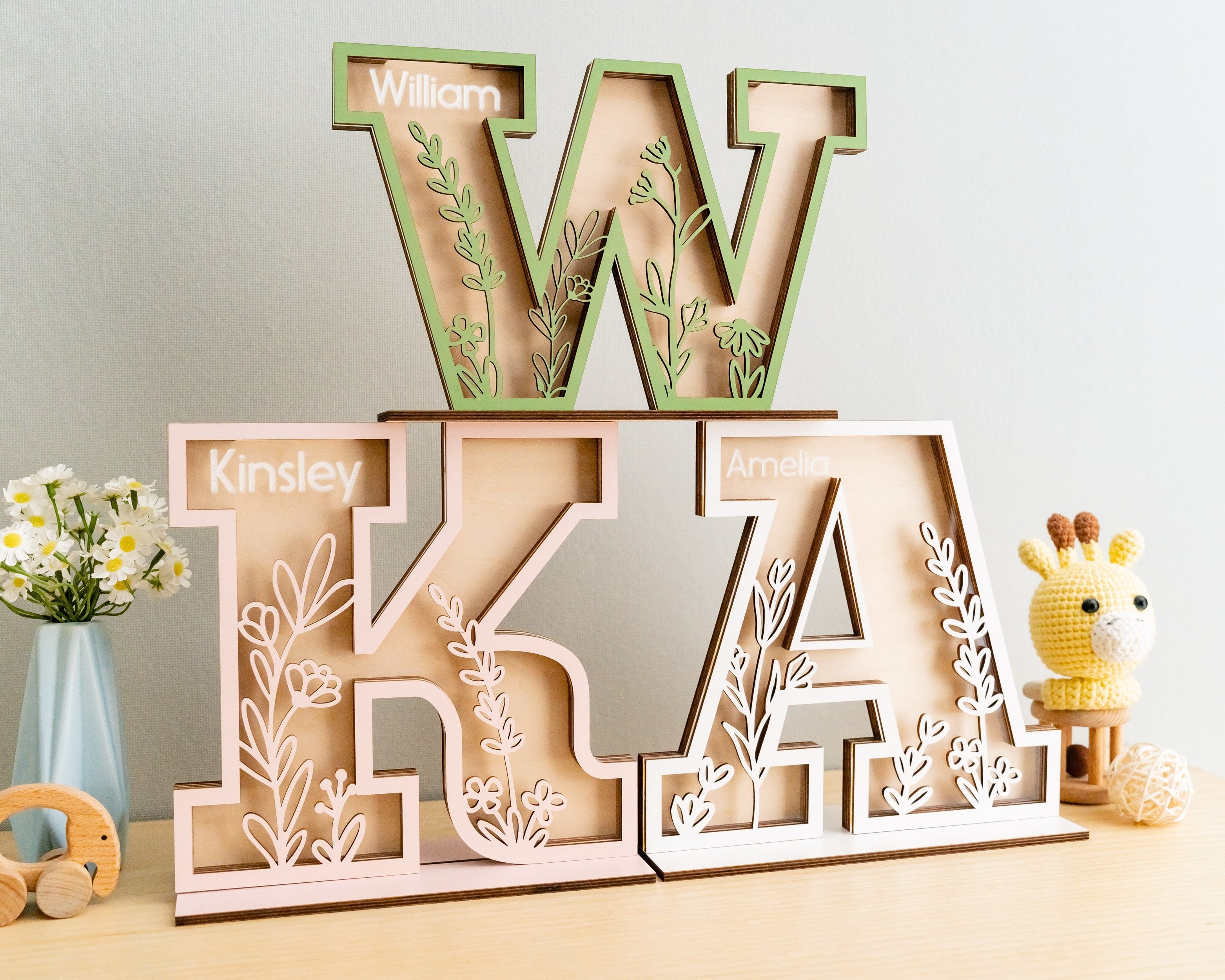 Boho Chic Personalized Letter Coin Bank for Nursery Savings