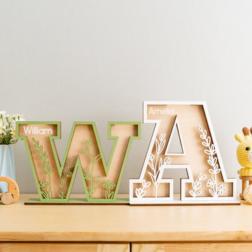 Personalized Letter Piggy Bank Wood Acrylic for Baby Money Bank E21