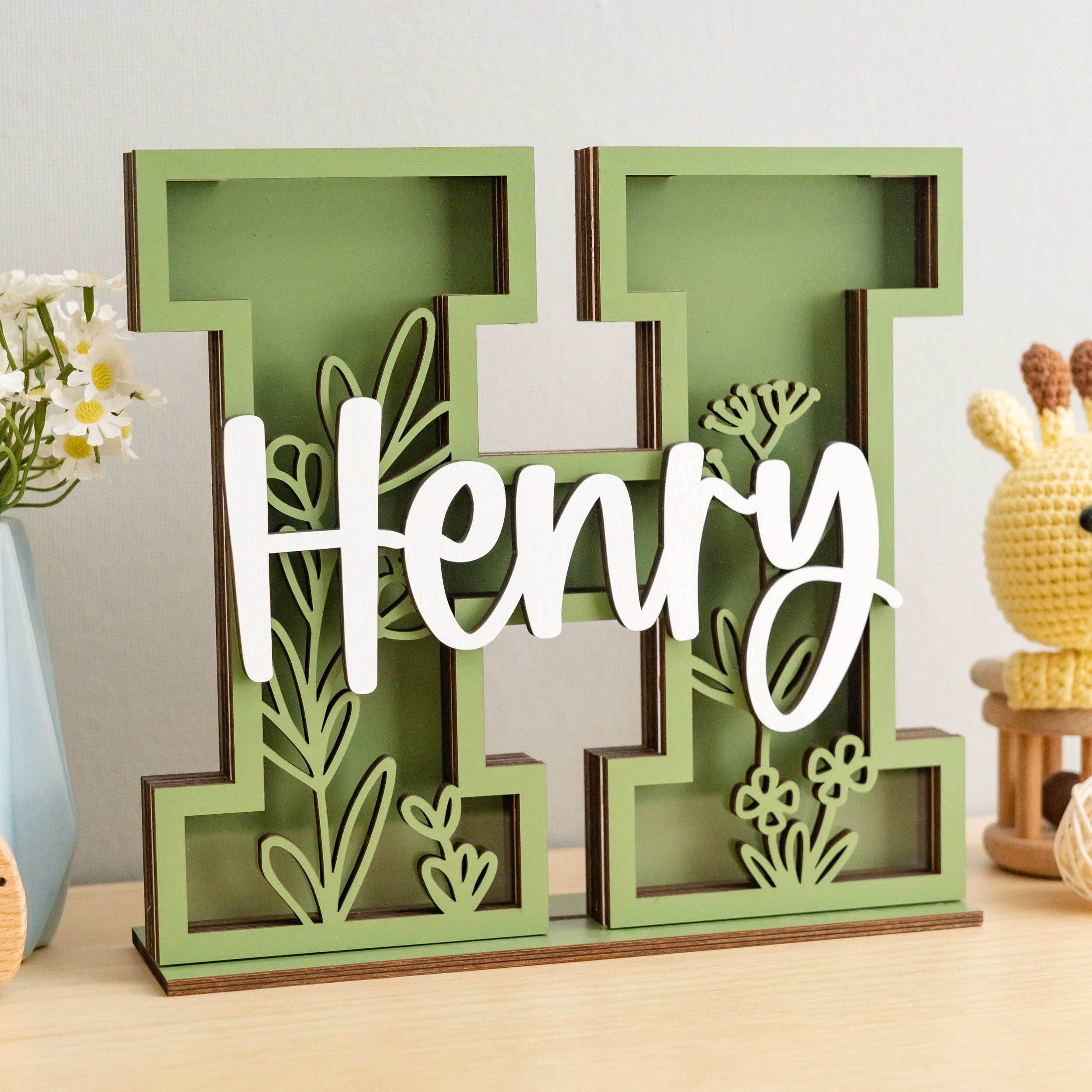 Personalized Letter Piggy Bank with Floral Design E22