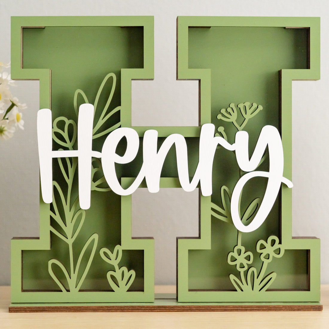 Personalized Letter Piggy Bank with Floral Design