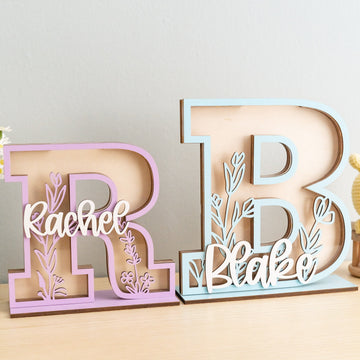 Personalized Letter Piggy Bank with Floral Design