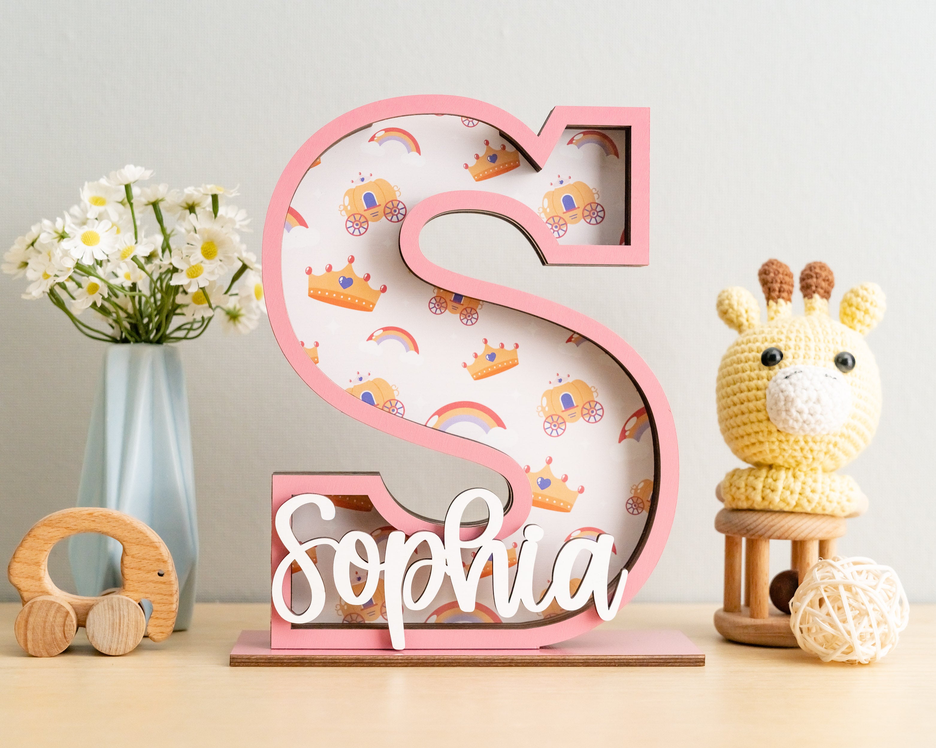 Alphabet Letter Coin Box For Kids Room Decor