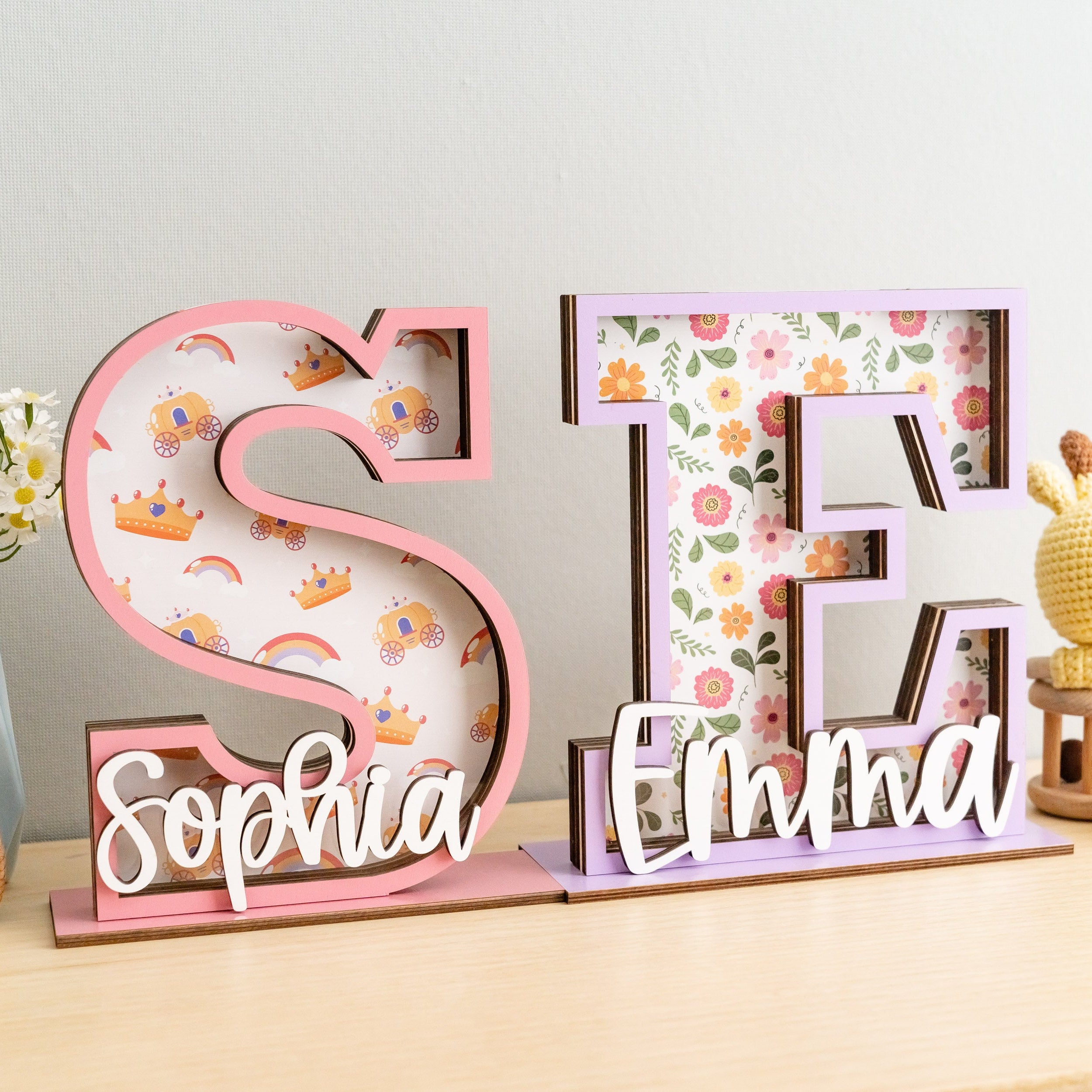 Personalized Letter Piggy Bank Wood Acrylic for Kids Coin Bank R11