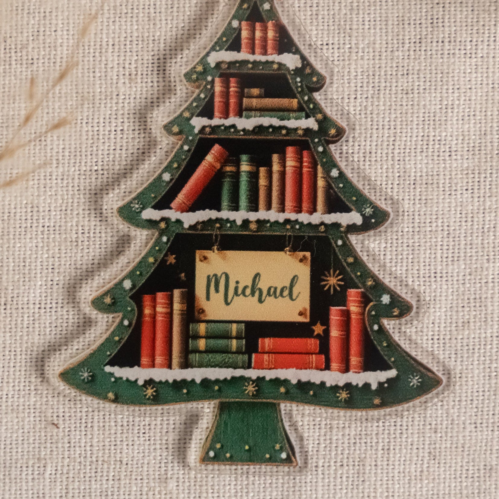 Personalized Book Lover Christmas Ornament Wood for Tree D27