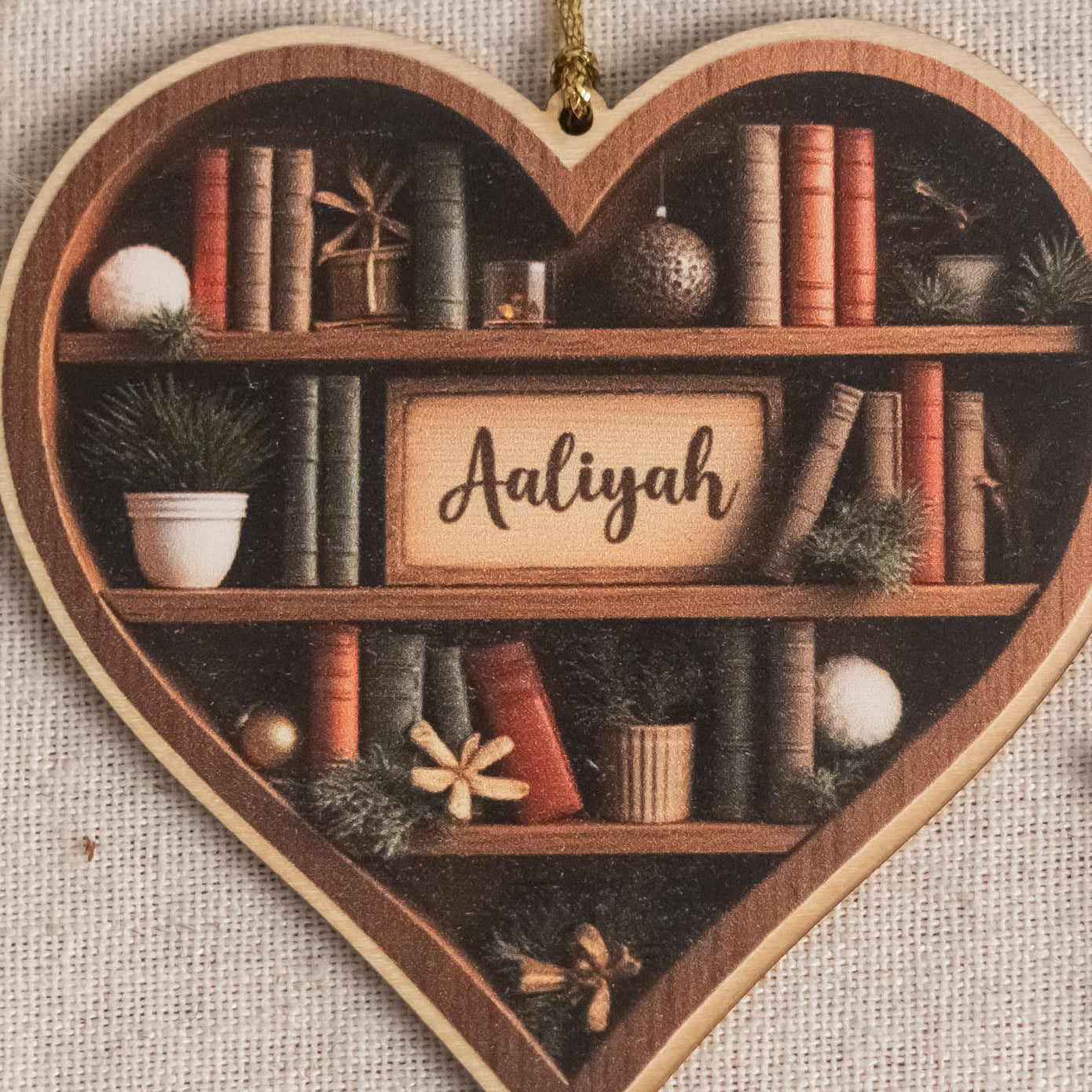 Personalized Book Lover Christmas Ornament Acrylic Wood for Tree D27