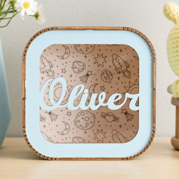 Personalized Wooden Piggy Bank with Nursery background for Kids Room Decor E62