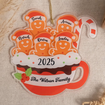 Personalized Gingerbread Family Ornament Acrylic Christmas Ornaments for Rustic Christmas Decor D23