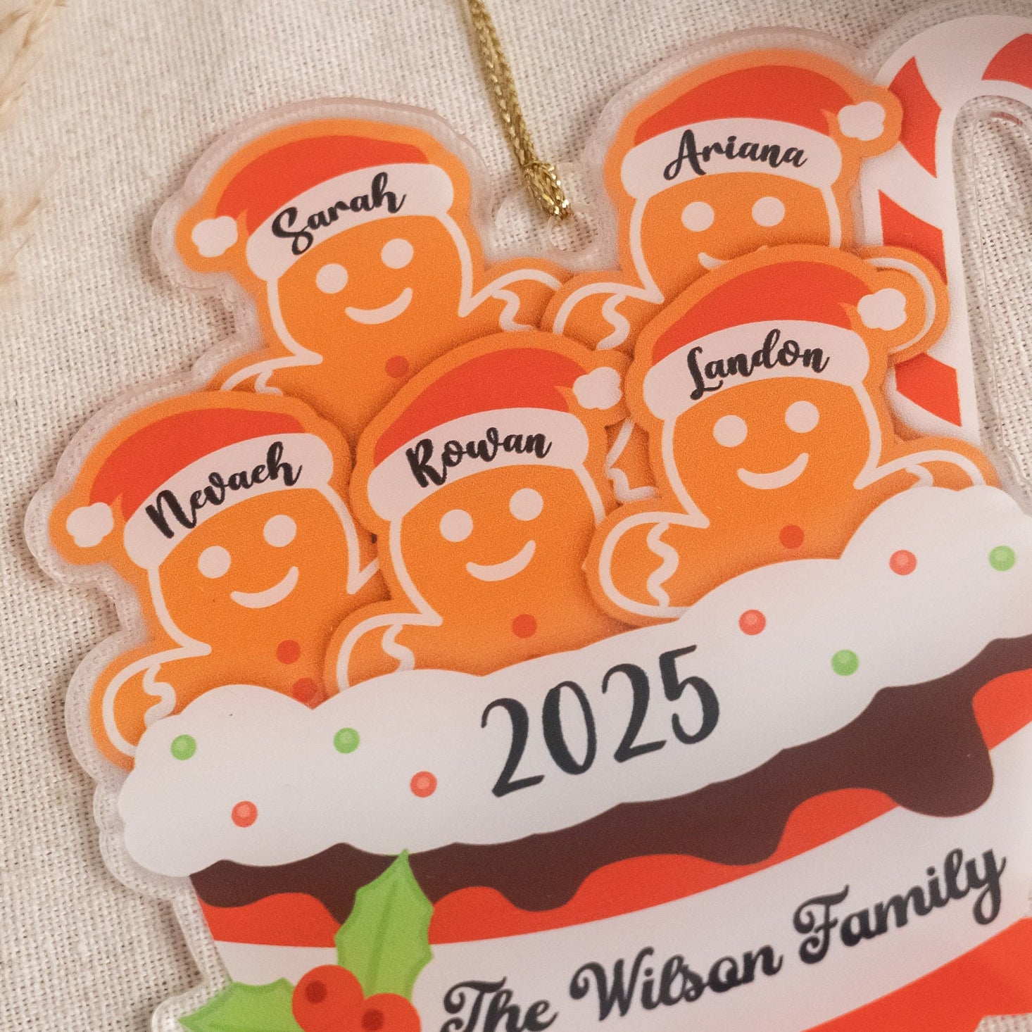Personalized Gingerbread Family Ornament Acrylic Christmas Ornaments for Custom Family Decor D23