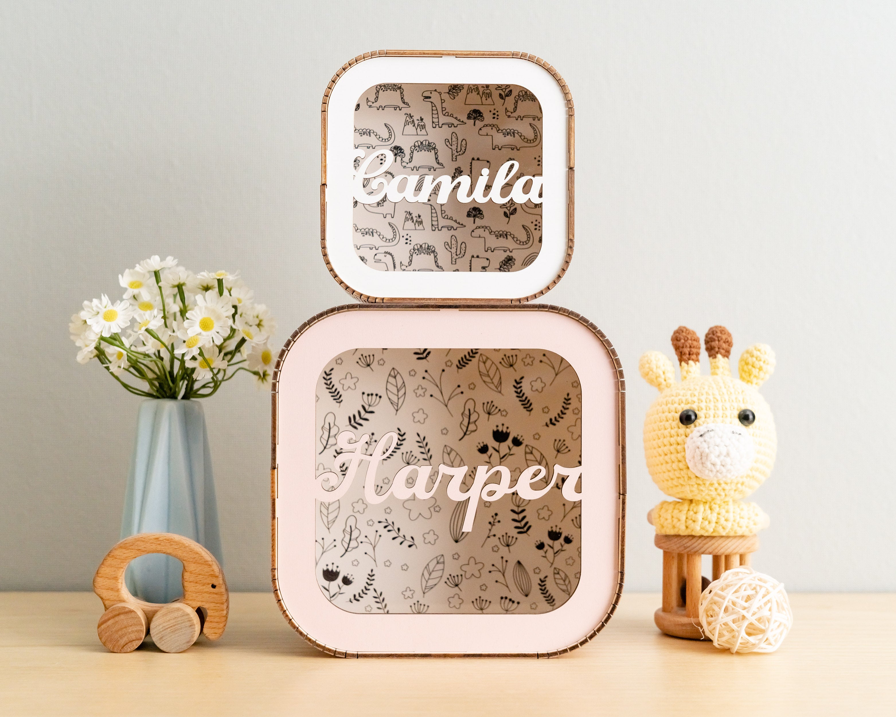 Personalized Wooden Piggy Bank wood acrylic for kids coin bank and room decor E62