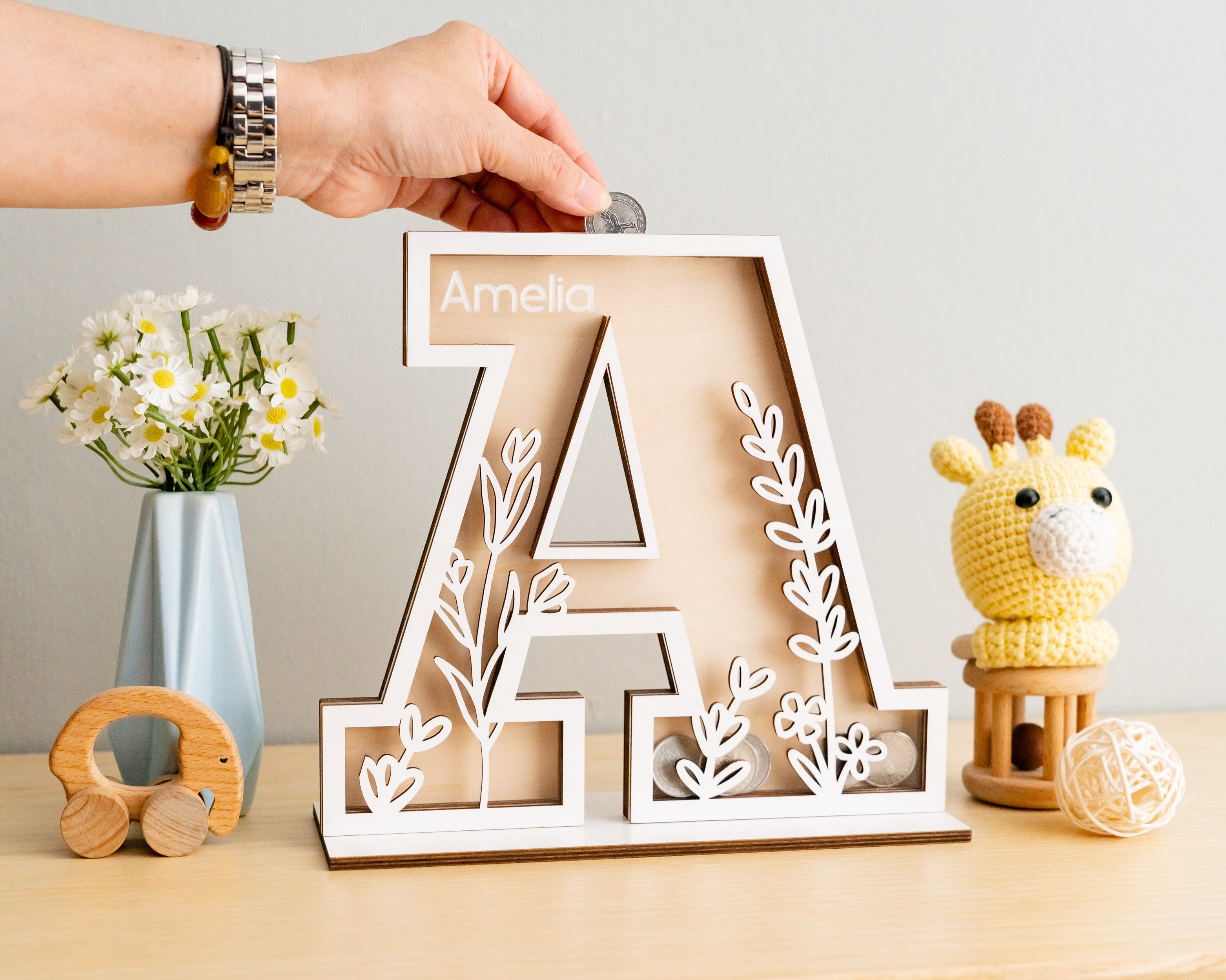 Custom Letter Coin Bank for Cute Nursery Savings