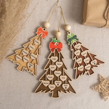 Personalized Wooden Christmas Tree Ornament Wood Family Christmas Ornament and Custom Name Ornament D30