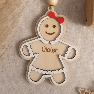 Personalized Gingerbread Christmas Ornament Wood Gingerbread Man Christmas Ornament for Children and Engraved Wooden Christmas Ornament D29