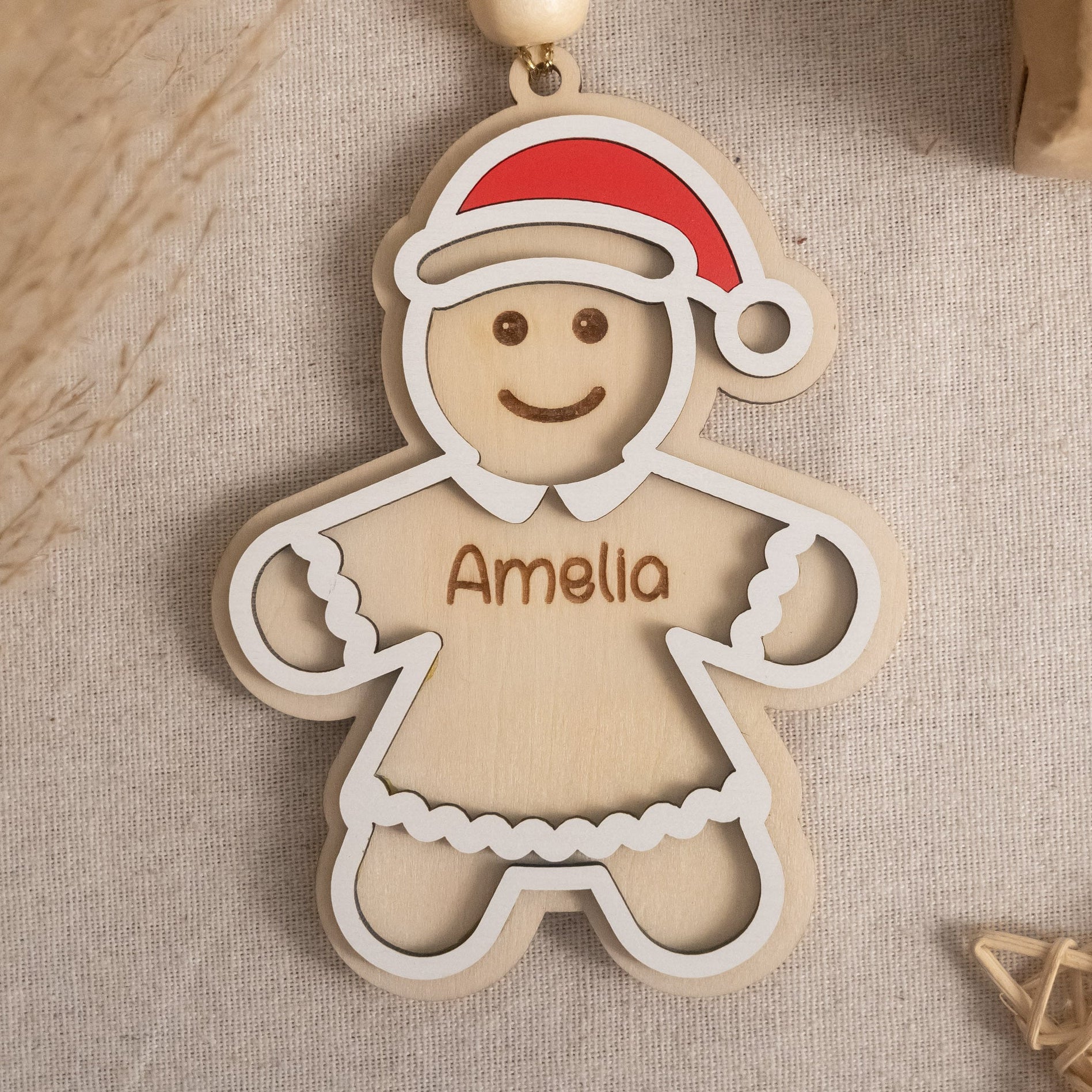 Personalized Gingerbread Christmas Ornament Wood Gingerbread Christmas Ornament for Kids and Custom Name Christmas Ornament D29