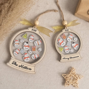 Personalized Shaker Family Christmas Ornament Wood for Custom Family Ornament and Wooden Christmas Ornament D20