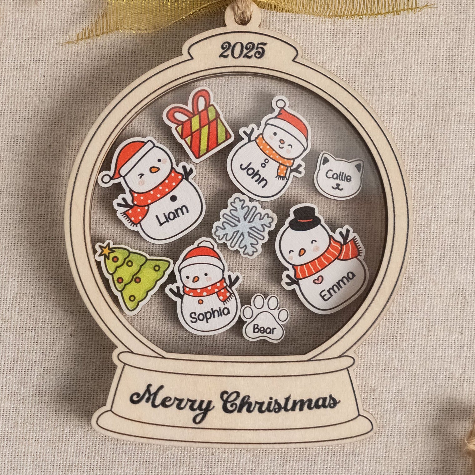 Wooden Shaker Family Christmas Ornament Custom Name Ornament and Family Ornament Gift D20