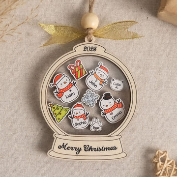 Wooden Shaker Family Christmas Ornament Custom Name Ornament and Family Ornament Gift D20