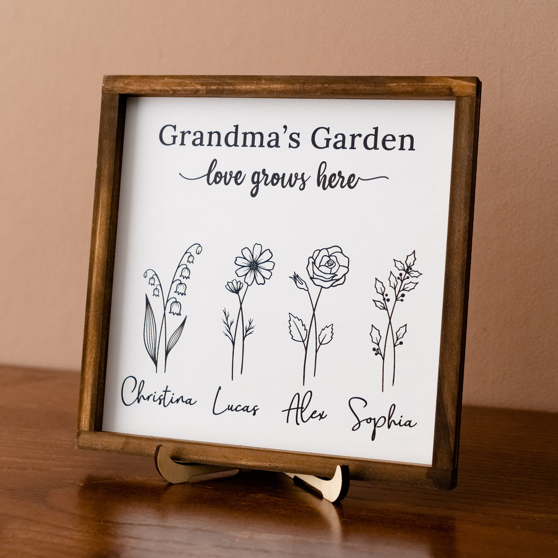 Personalized Wooden Family Flower Garden Sign for Mother Day Gift J16