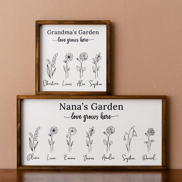 Personalized Wooden Family Flower Garden Sign for Family Home Decor J16