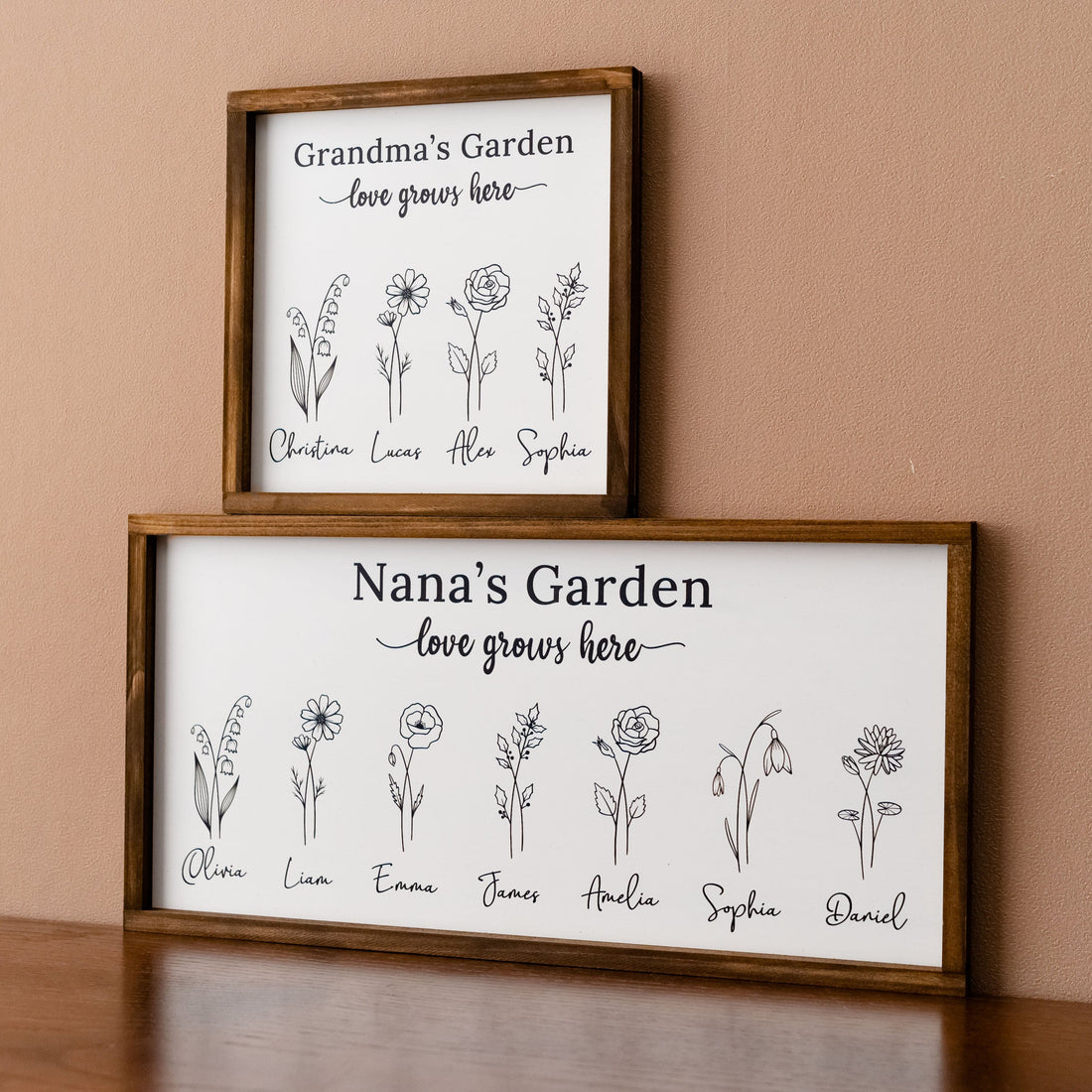 Personalized Wooden Family Flower Garden Sign for Family Home Decor J16