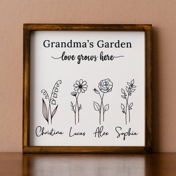 Personalized Wooden Family Flower Garden Sign for Family Garden Decor J16