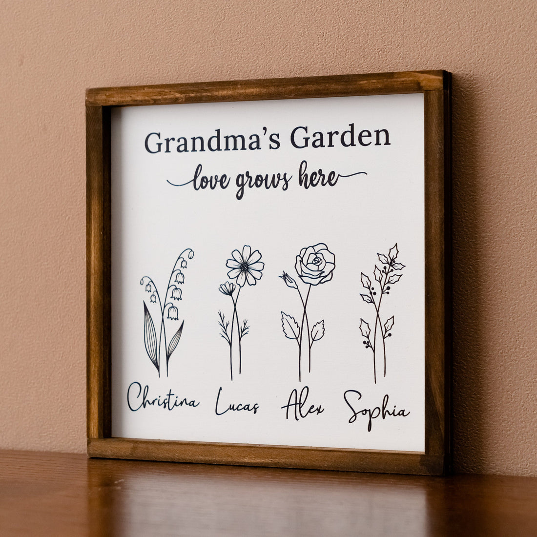 Personalized Wooden Family Flower Garden Sign for Family Garden Decor J16
