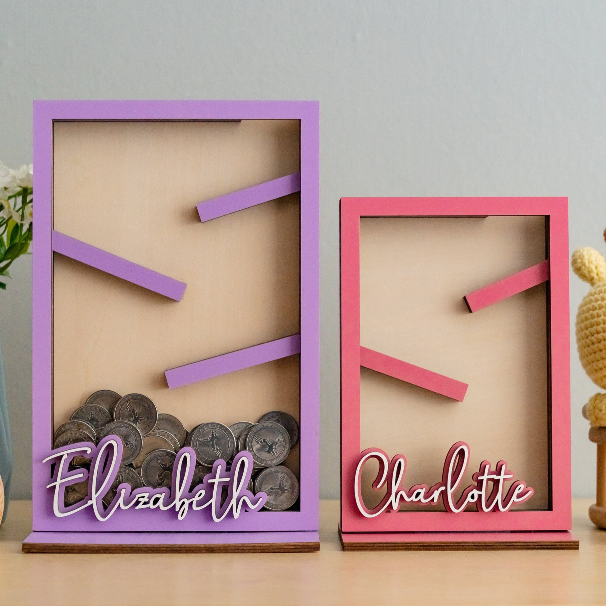 Custom Zigzag Piggy Bank with Name for Children