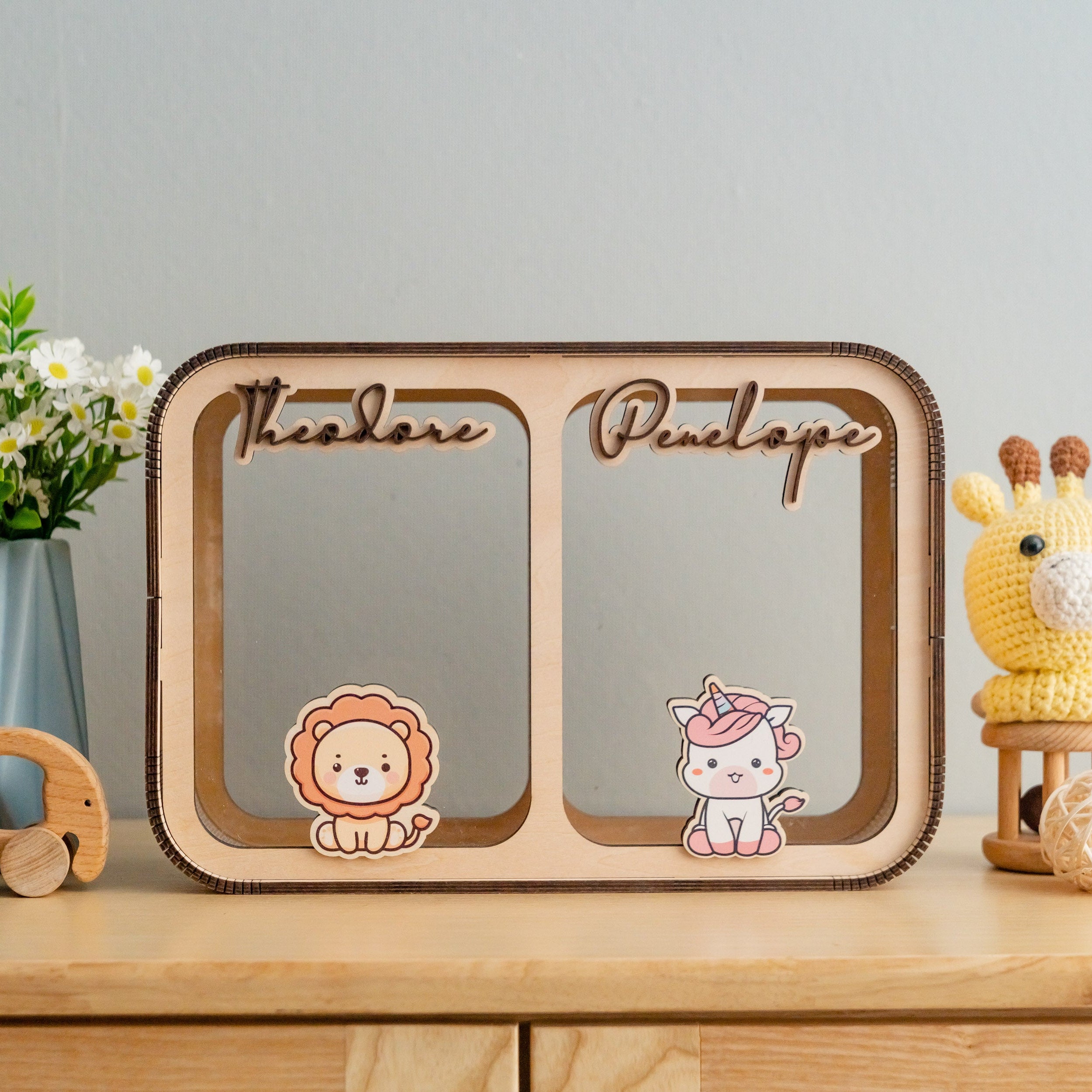 Personalized Wooden Piggy Bank Wood Acrylic for Kids Money Bank Y24