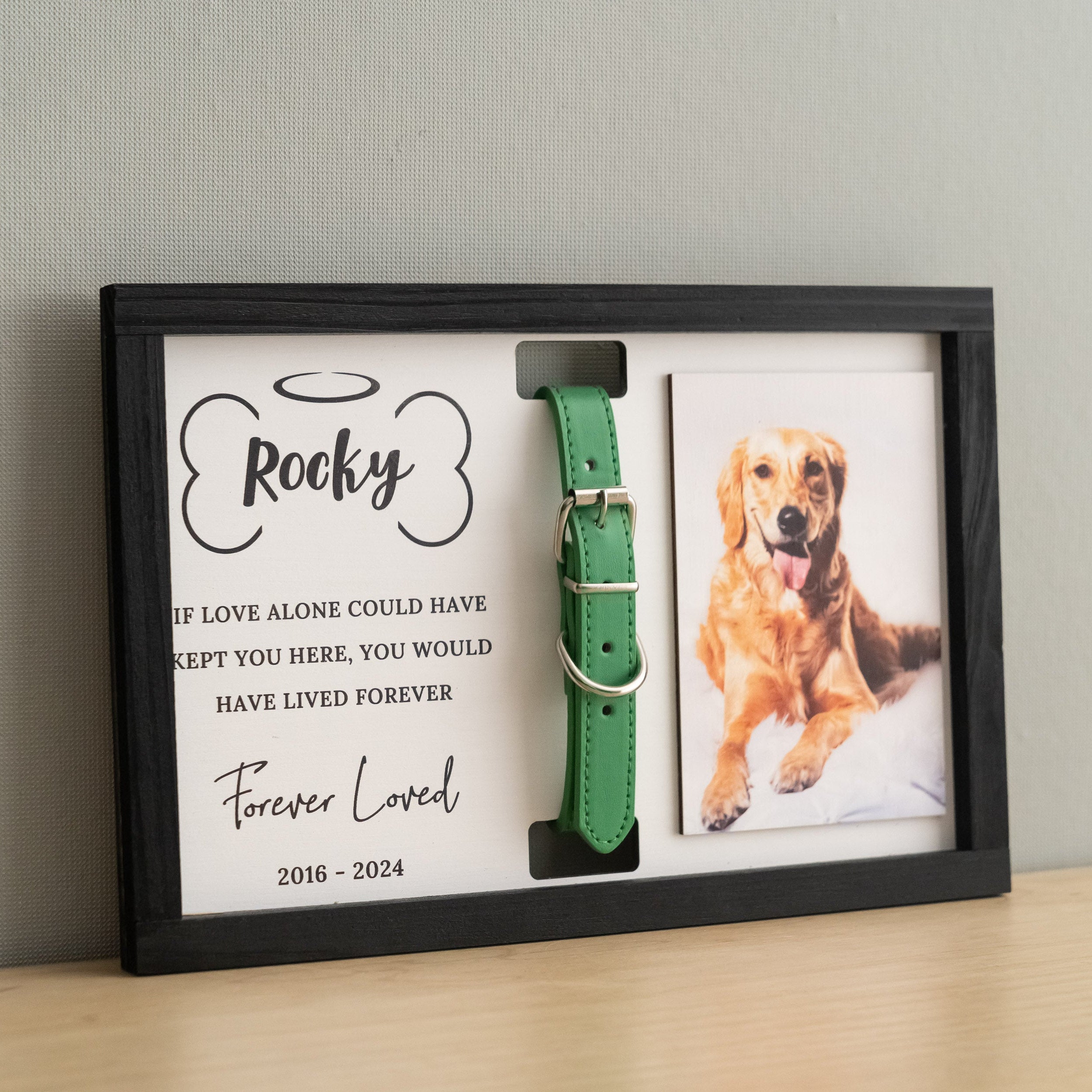 Personalized Pet Memorial Sign Wood Pet Memorial Frame and Custom Pet Collar Frame for Dog Remembrance Gift Y25