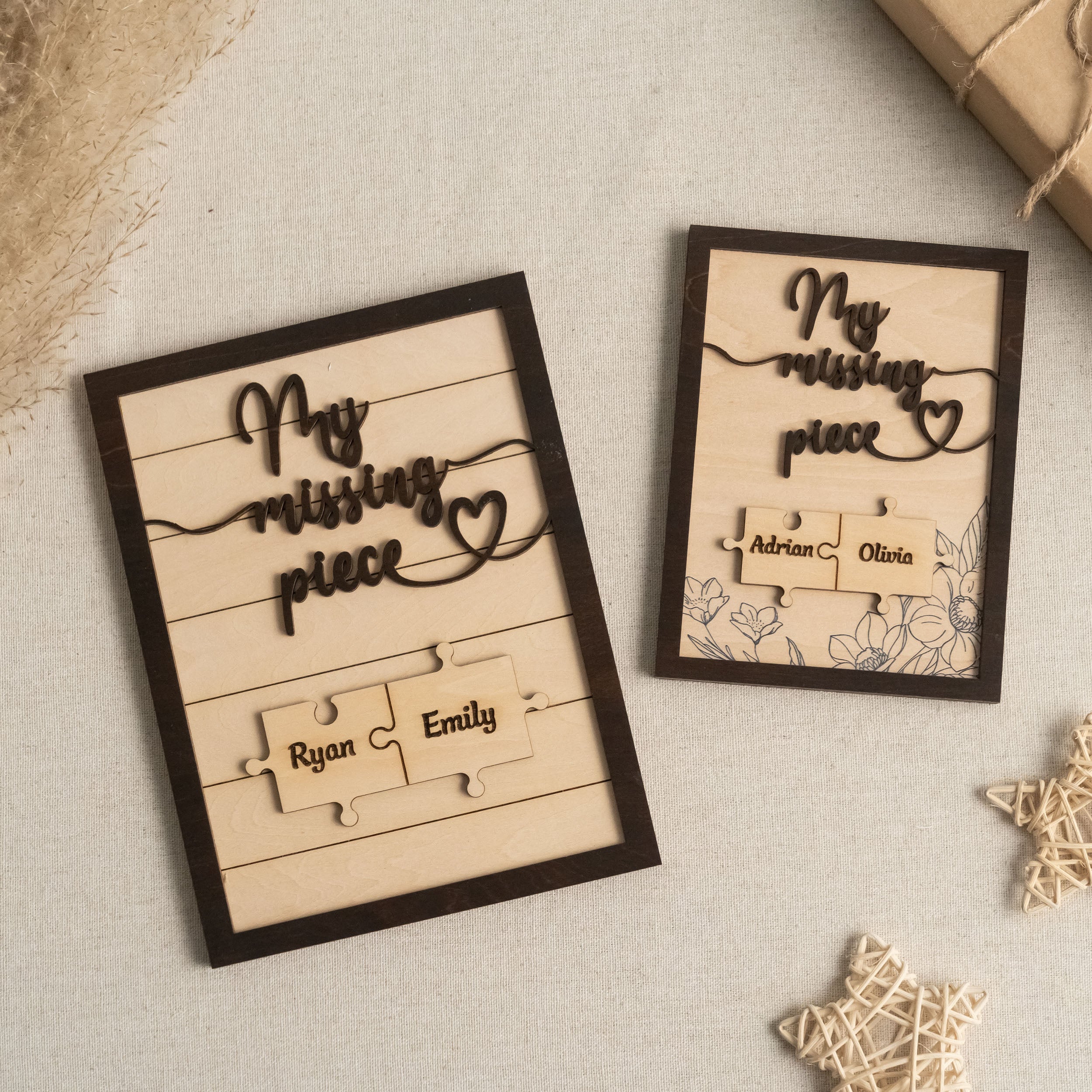 Custom Puzzle Piece Wooden Sign Wood Romantic Gift for Couples and Puzzle Piece Wooden Sign E34
