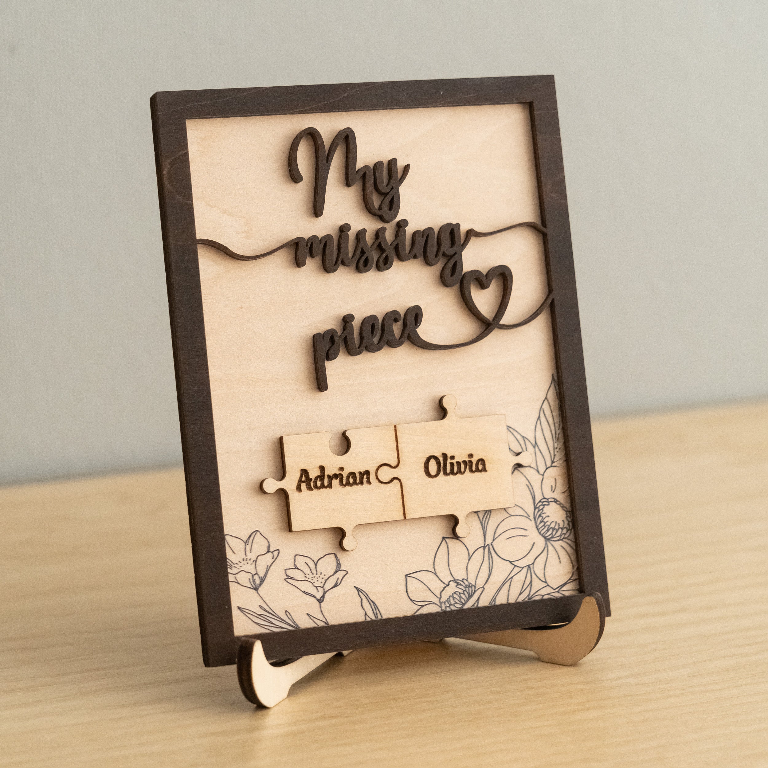 Custom Puzzle Piece Wooden Sign Wood Couple Anniversary Gift and Rustic Wooden Couple Sign E34