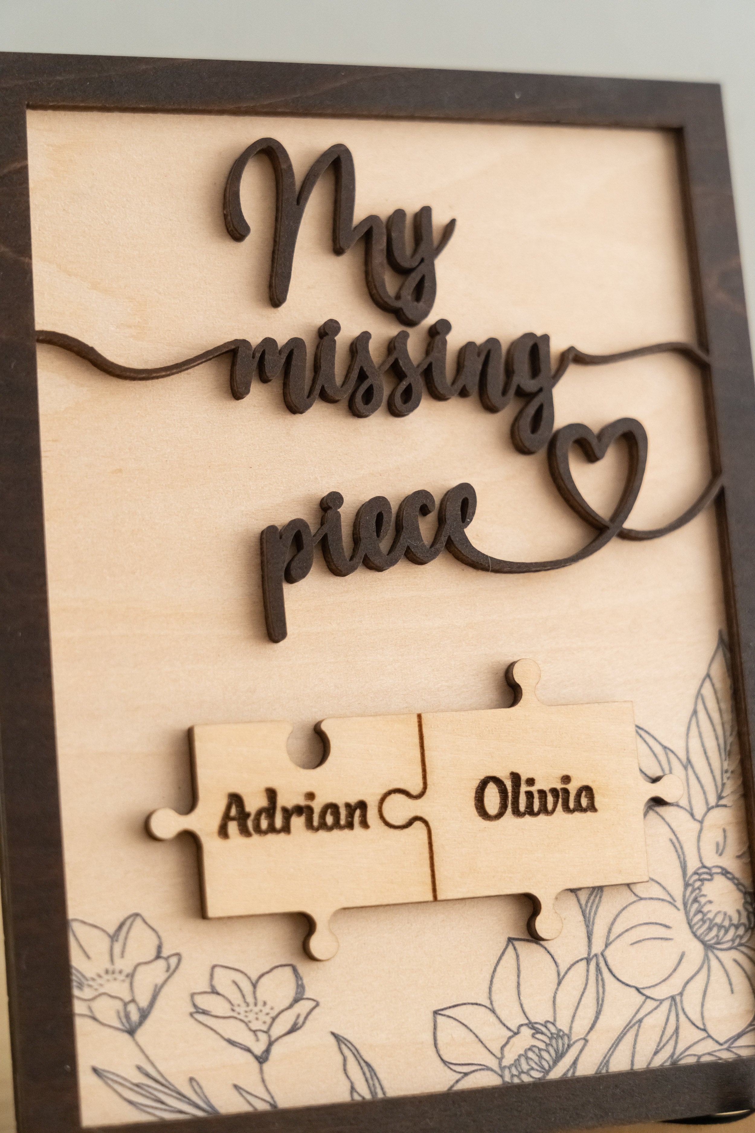Custom Puzzle Piece Wooden Sign Wood Couple Anniversary Gift and Rustic Wooden Couple Sign E34