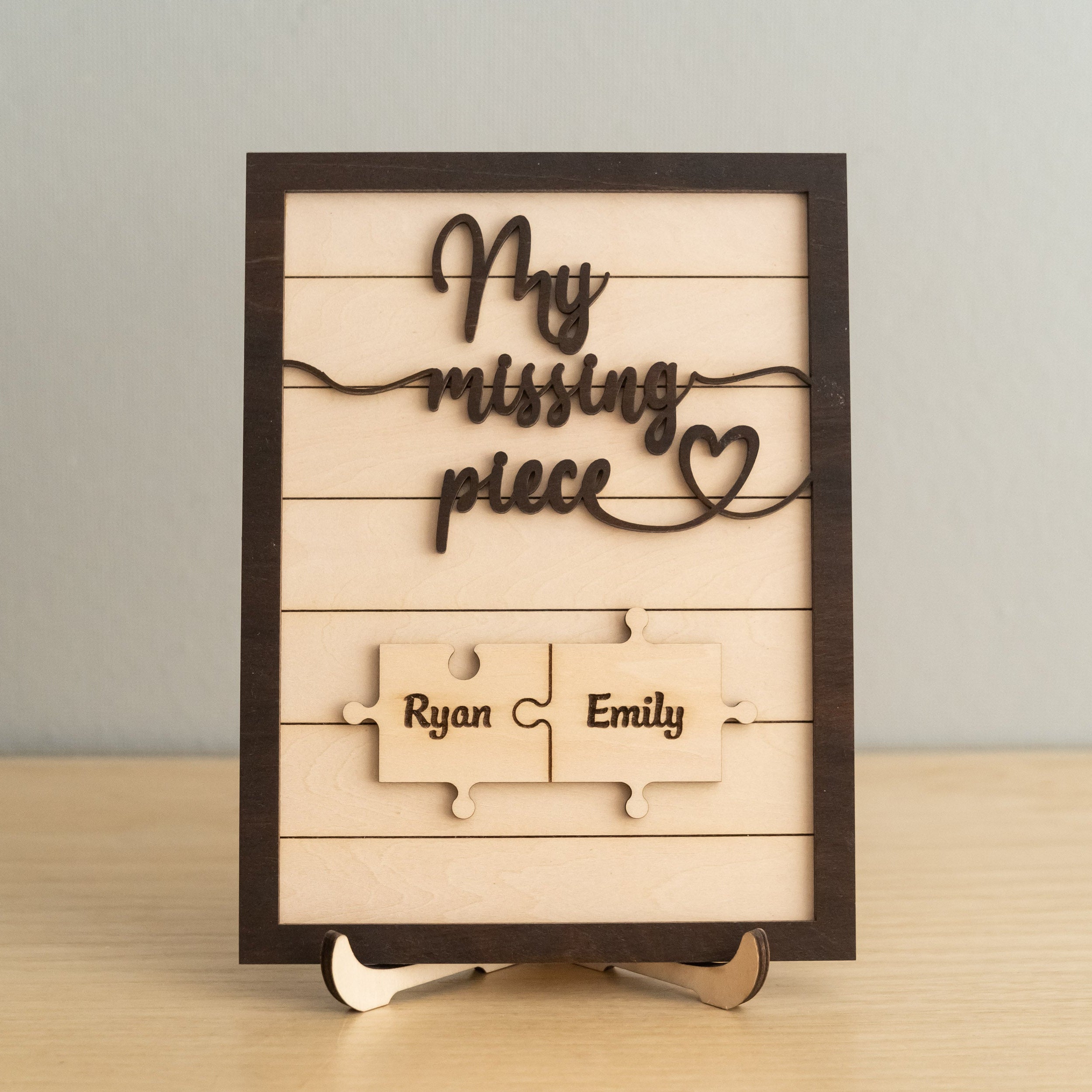 Custom Puzzle Piece Wooden Sign Wood Romantic Gift for Couples and Puzzle Piece Wooden Sign E34