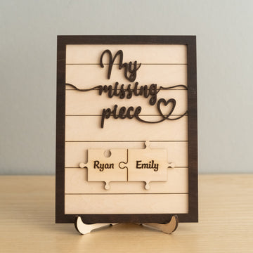 Custom Puzzle Piece Wooden Sign Wood Romantic Gift for Couples and Puzzle Piece Wooden Sign E34