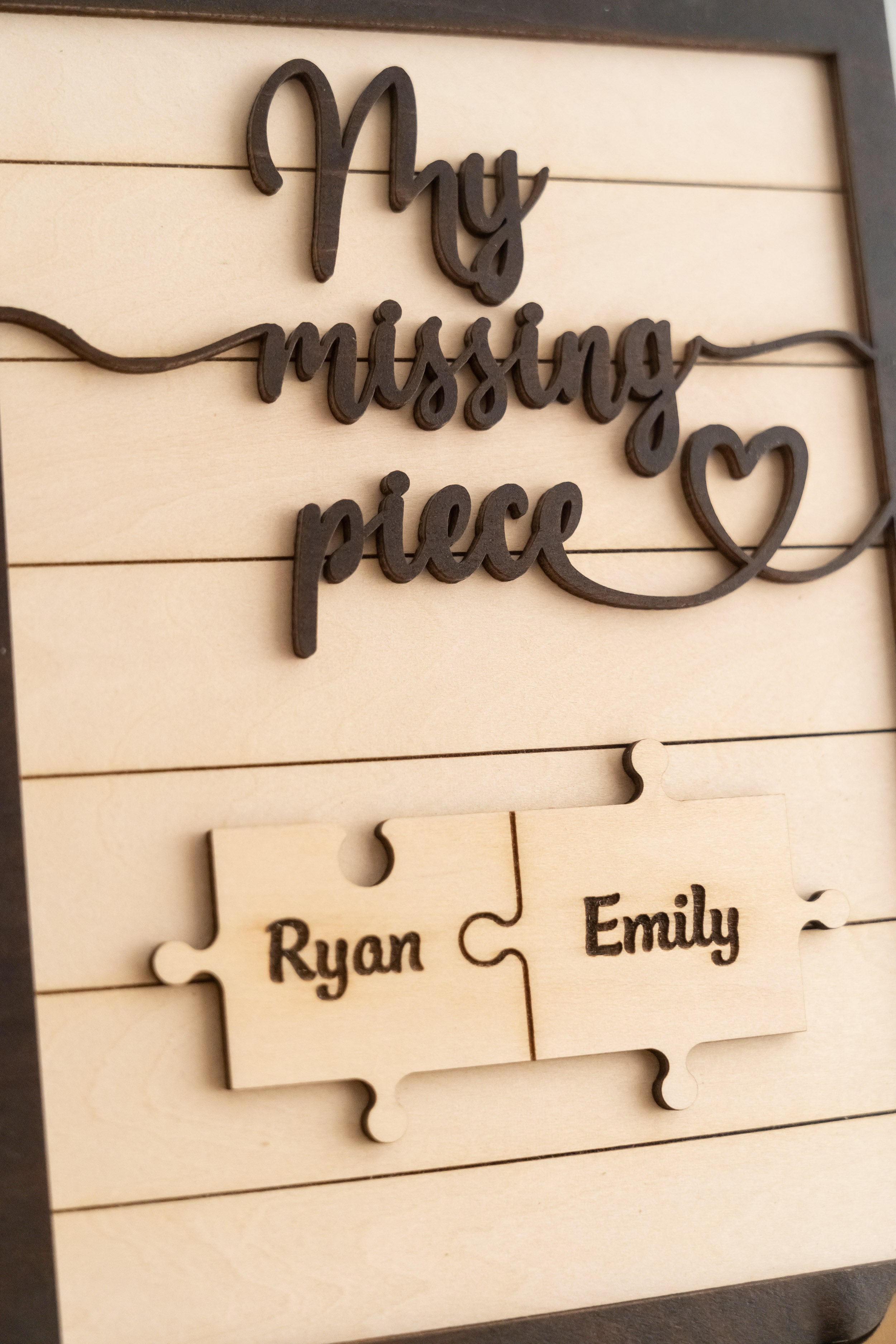Custom Puzzle Piece Wooden Sign Wood Romantic Gift for Couples and Puzzle Piece Wooden Sign E34