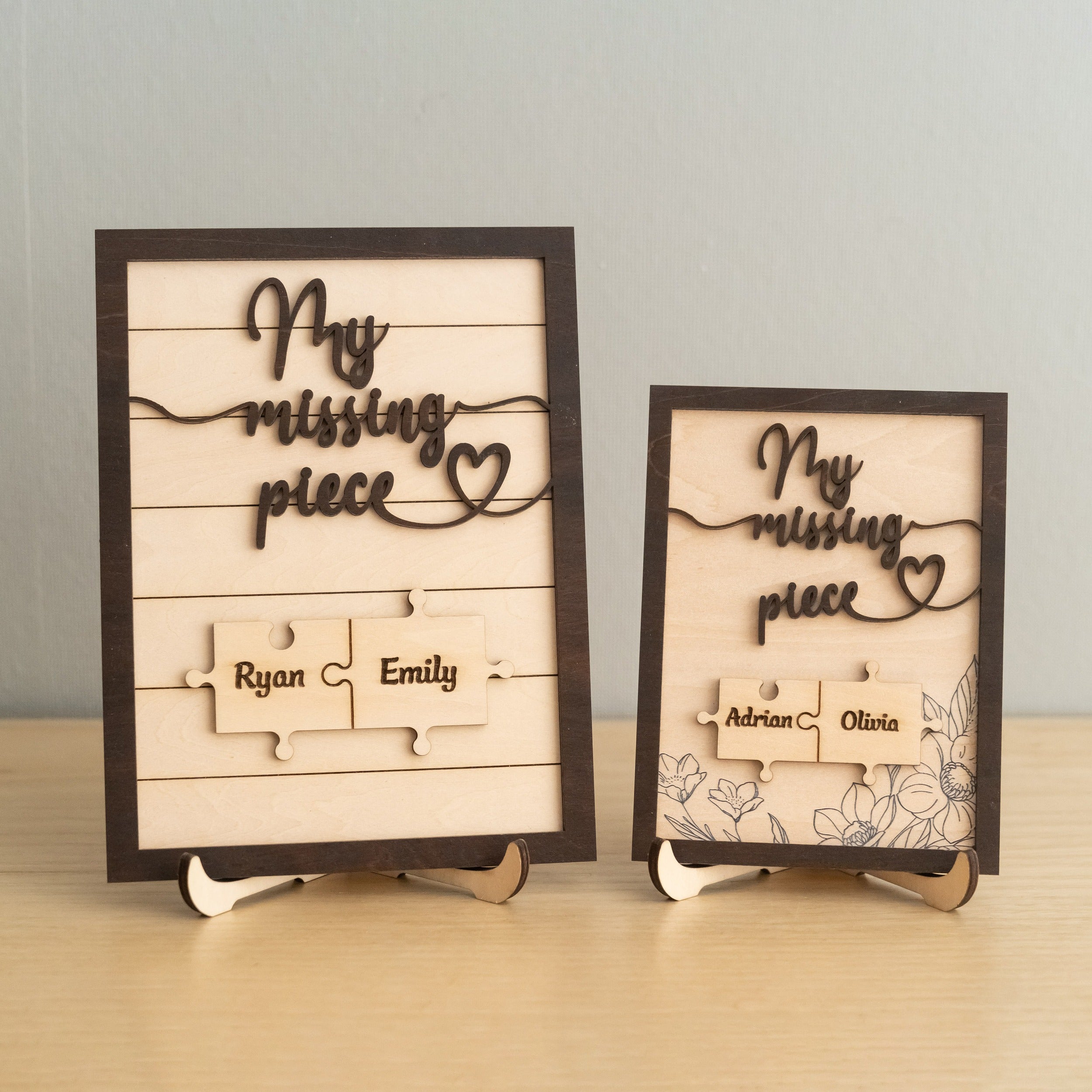 Custom Puzzle Piece Wooden Sign Wood Personalized Couple Gift and Wooden Puzzle Couple Sign E34