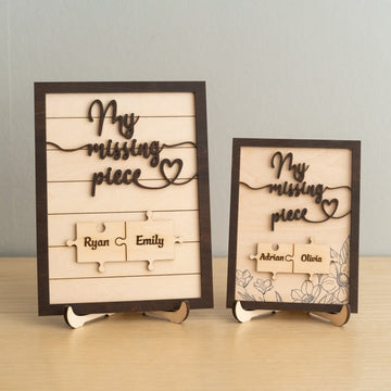 Custom Puzzle Piece Wooden Sign Wood Personalized Couple Gift and Wooden Puzzle Couple Sign E34