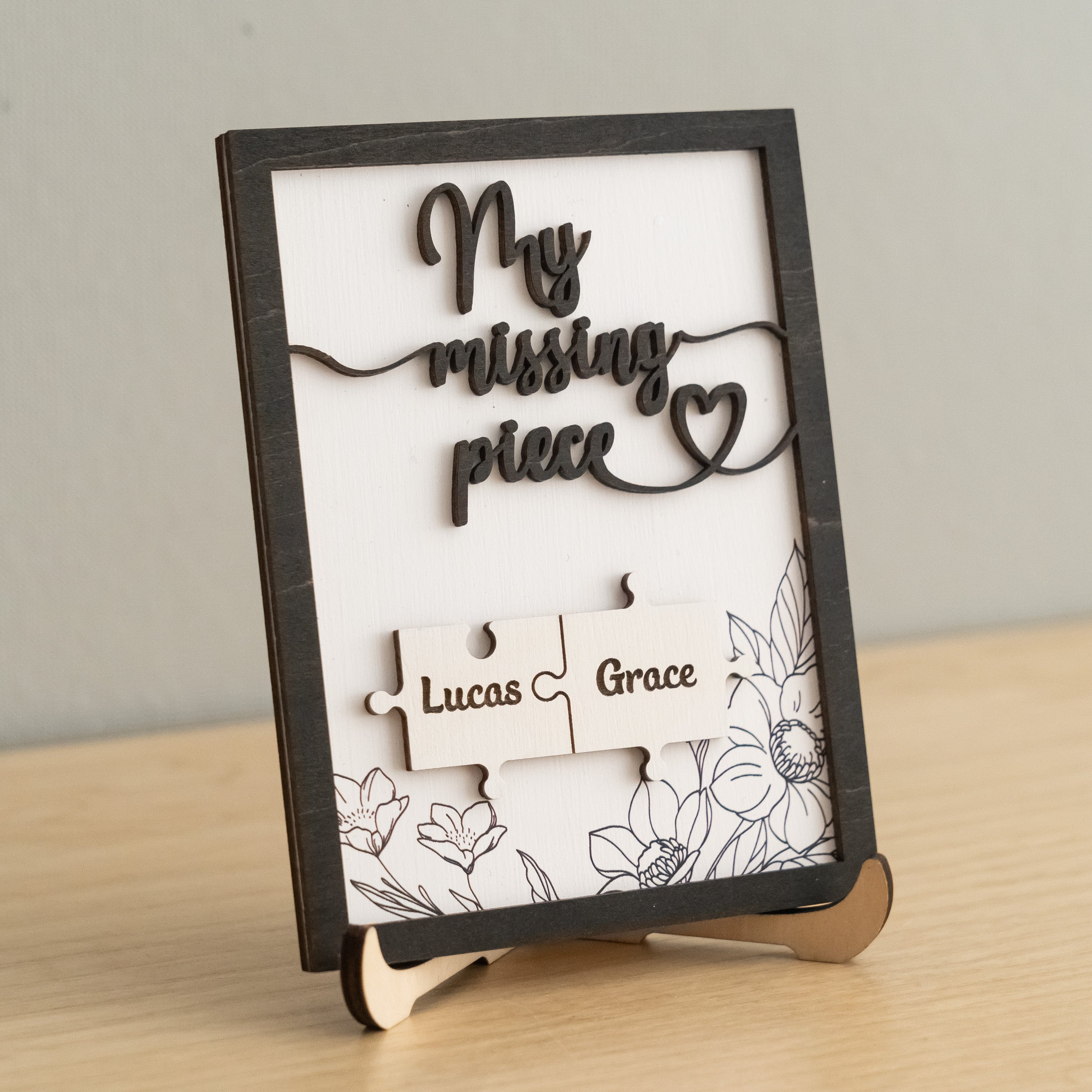 Custom Puzzle Piece Wooden Sign Wood for Couples Valentines Gifts E33
