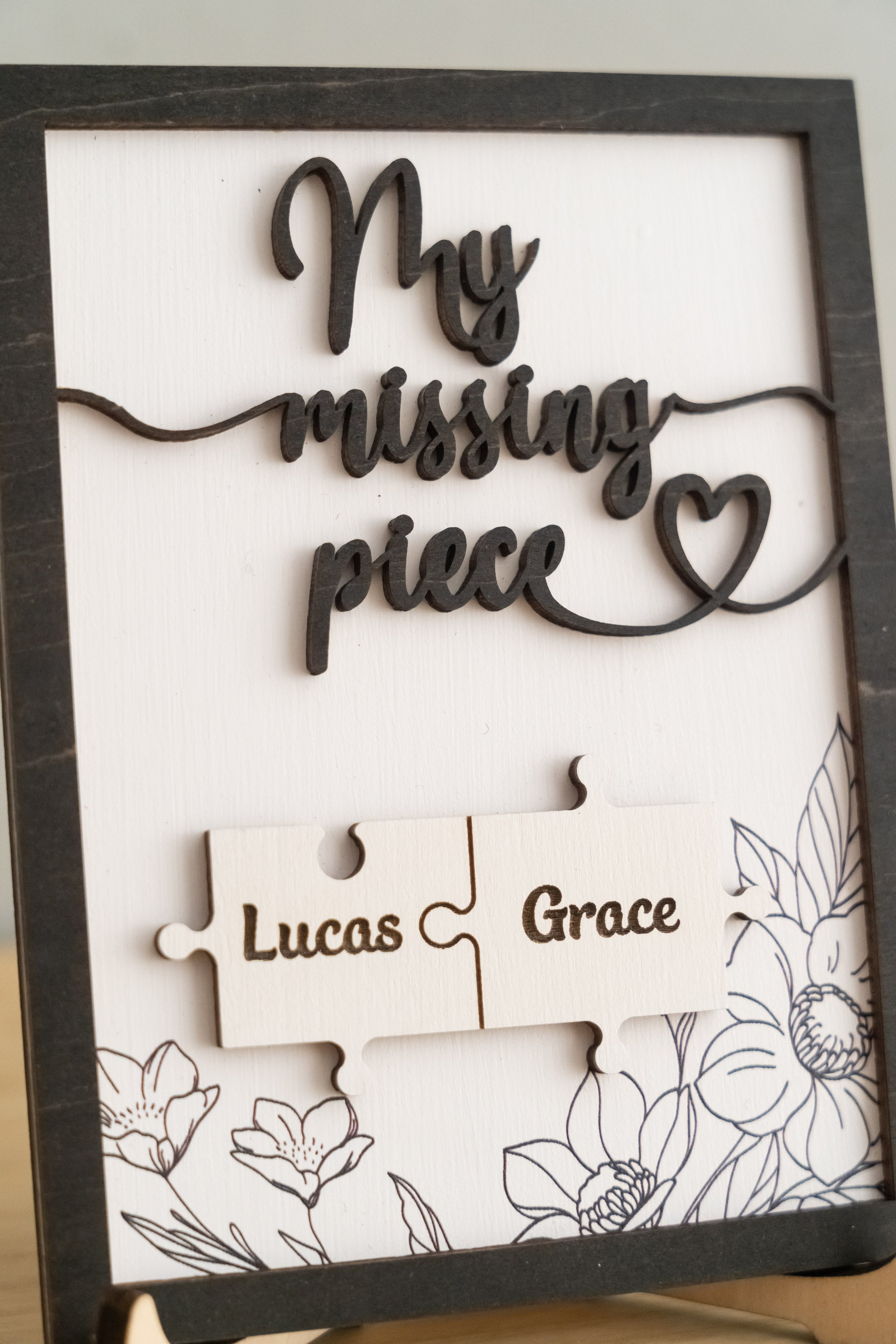 Custom Puzzle Piece Wooden Sign Wood for Valentine Sign Couples E33