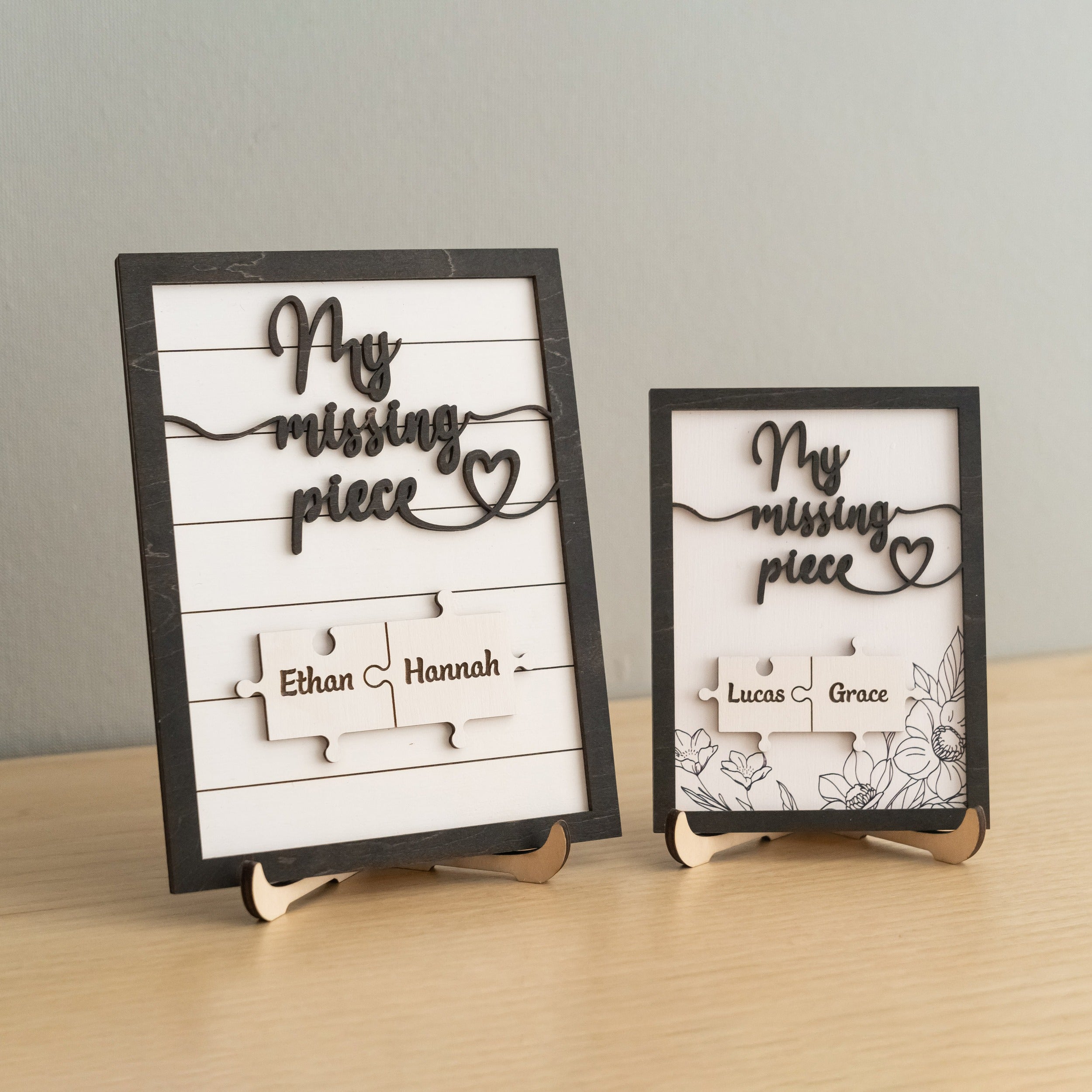 Custom Puzzle Piece Wooden Sign Wood for Valentine Sign Couples E33