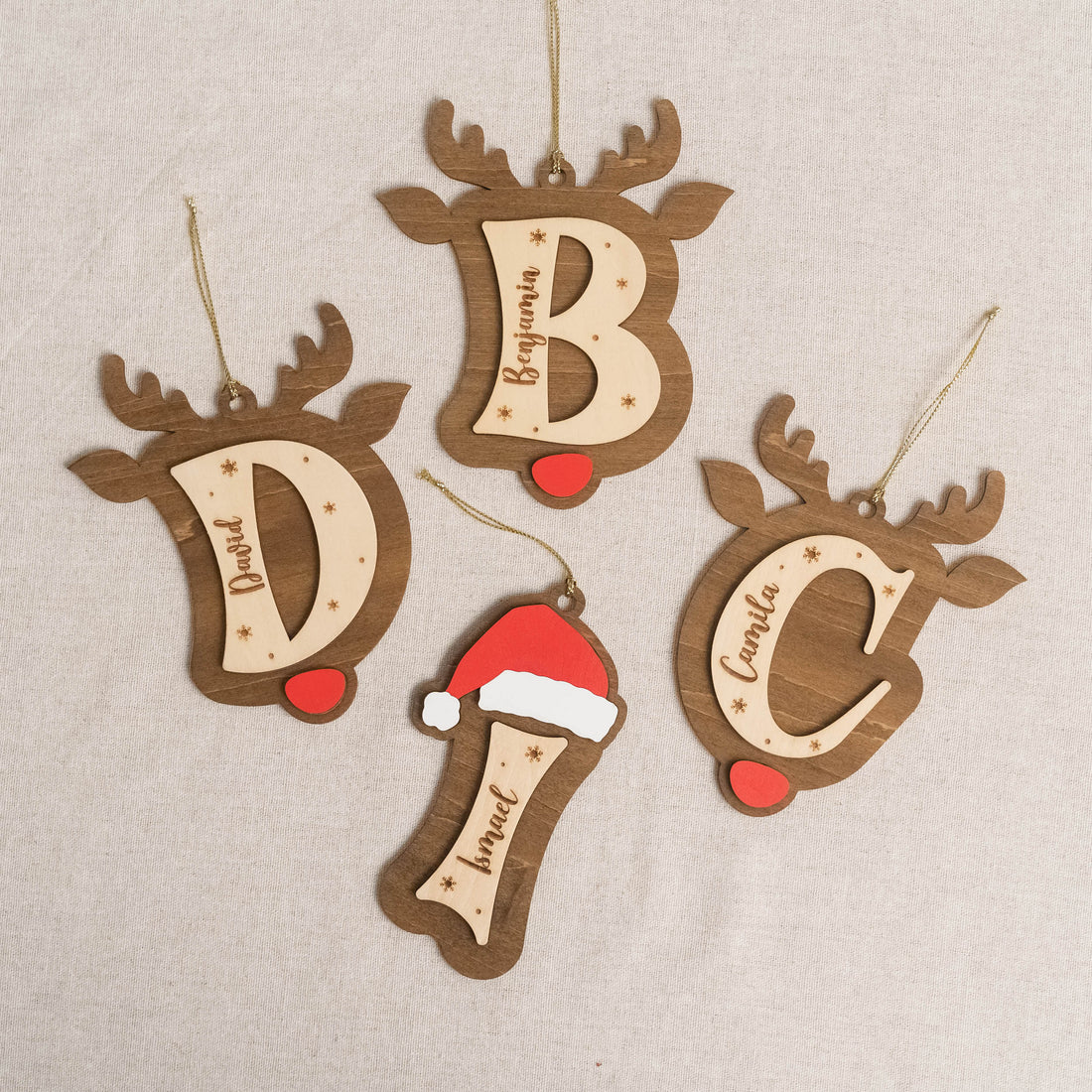 Wooden Christmas Letter Ornament Wood Christmas Gift for Family and Personalized Initial Ornament D36