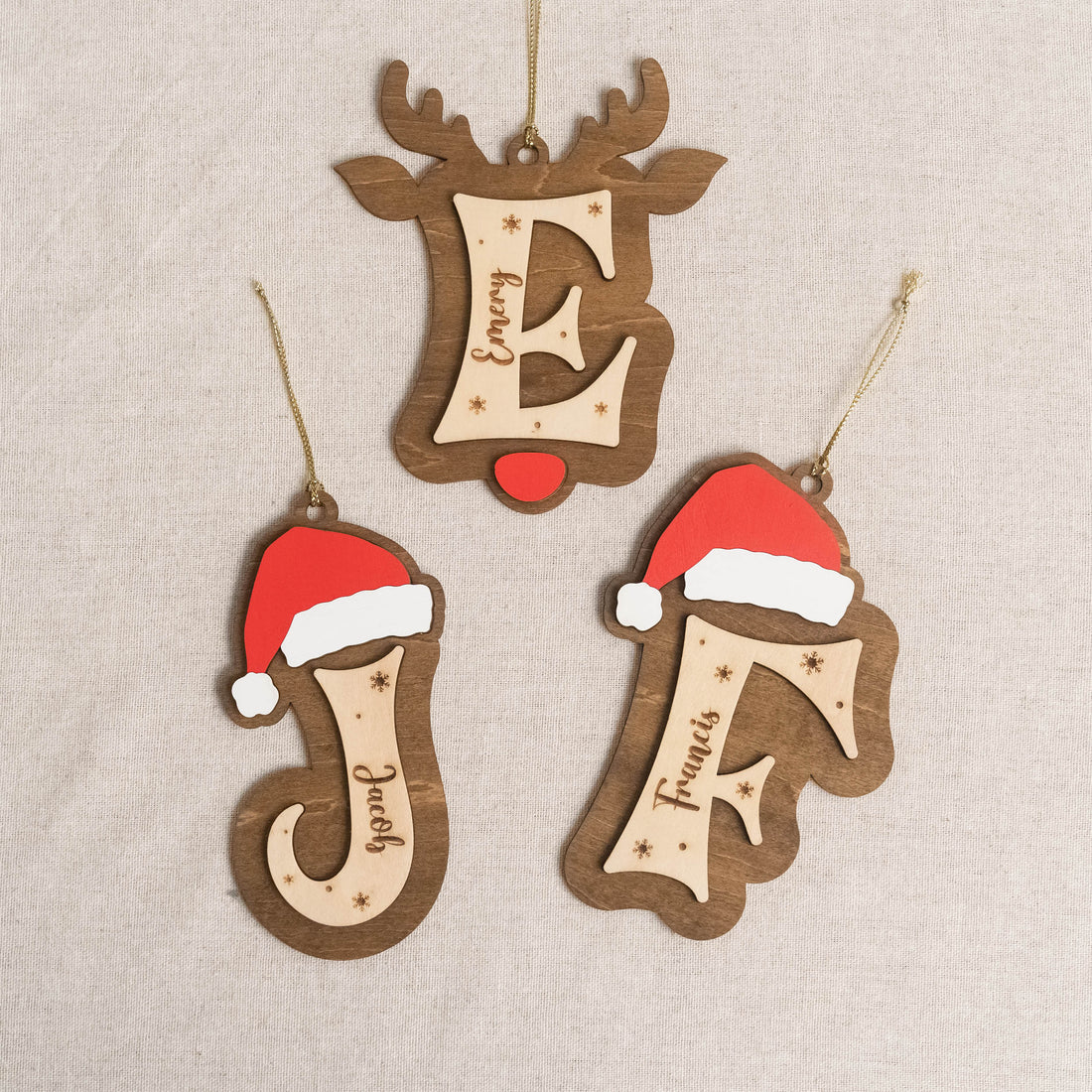 Wooden Christmas Letter Ornament Wood Personalized Christmas Ornament and Custom Name Ornament D36