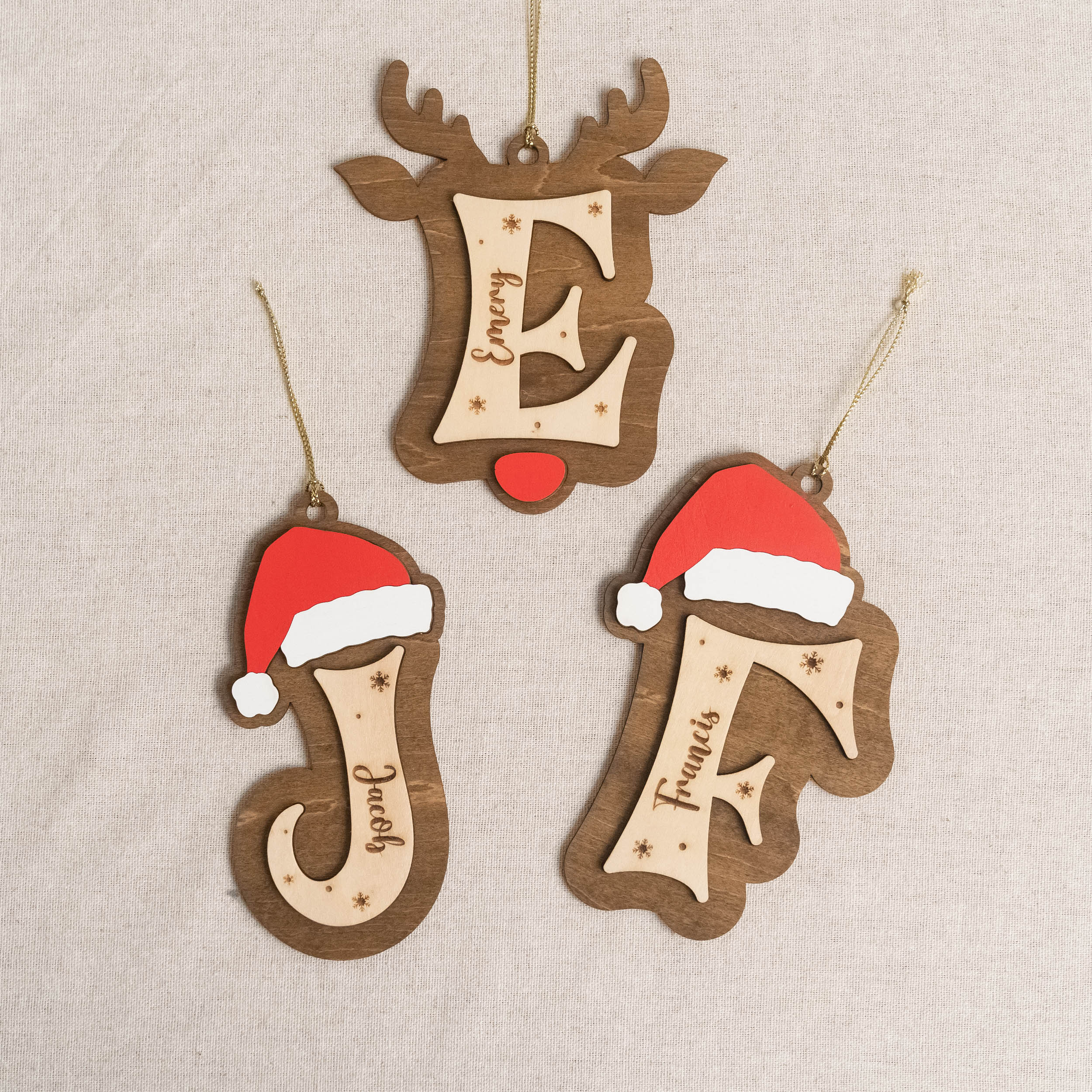Wooden Christmas Letter Ornament Wood Personalized Christmas Ornament and Custom Name Ornament D36