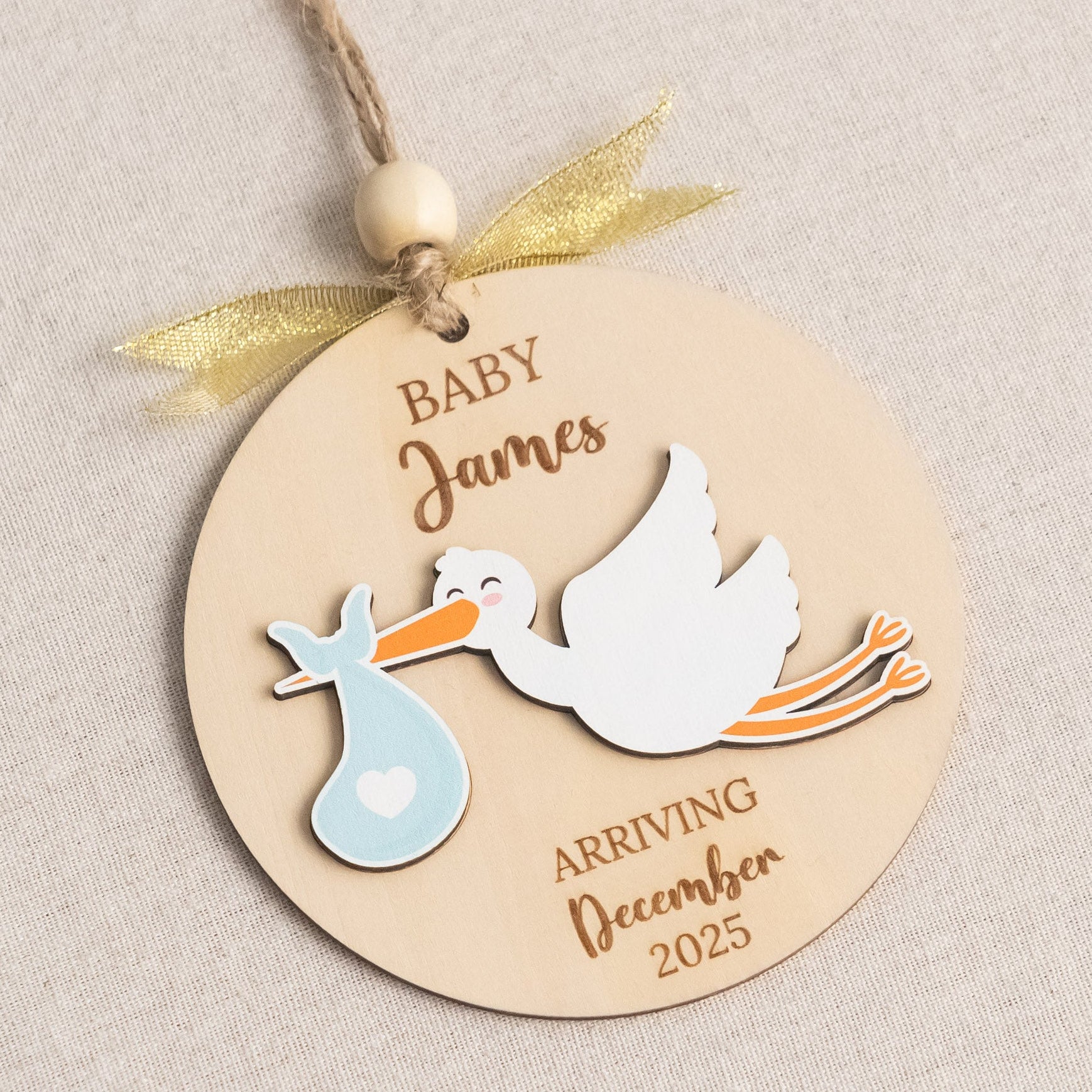 Wooden Baby Announcement Ornament for New Baby Gift D34