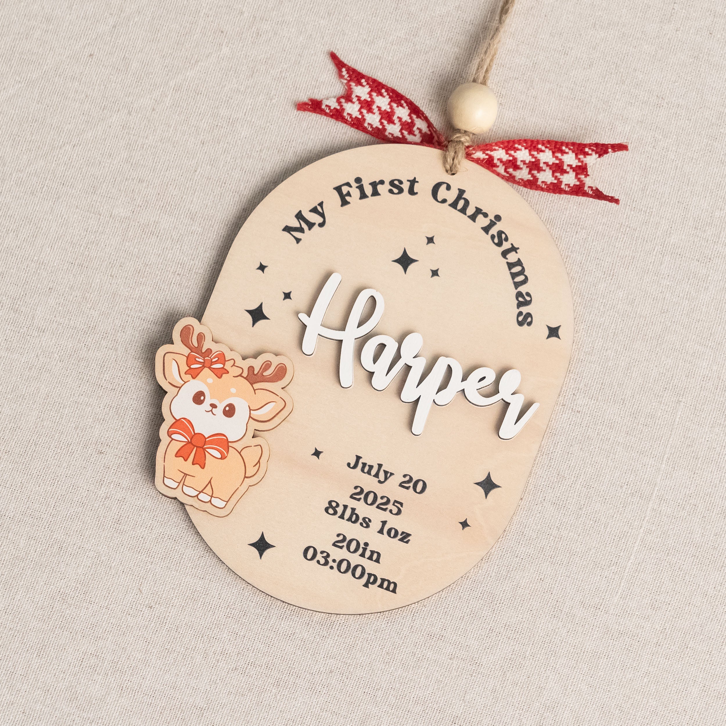 Baby First Christmas Ornament Wood Custom First Christmas Baby Ornament for Newborn and Engraved Baby Ornament D39
