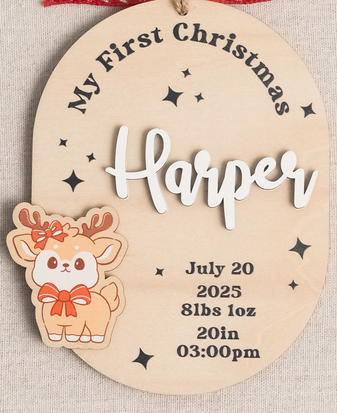 Baby First Christmas Ornament Wood Custom First Christmas Baby Ornament for Newborn and Engraved Baby Ornament D39
