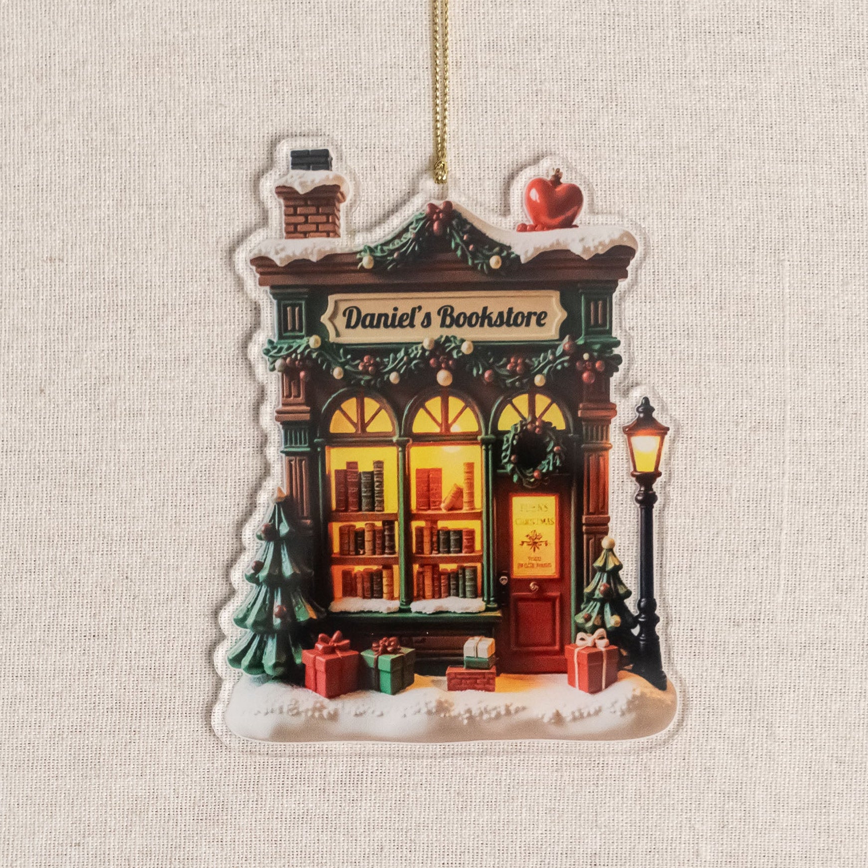 Personalized Book Lover Christmas Ornaments Acrylic Personalized Christmas Ornament for Book Lovers and Custom Bookstore Ornament D38