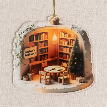 Personalized Book Lover Christmas Ornaments Acrylic Personalized Christmas Ornament for Readers and Custom Bookstore Christmas Ornament D38