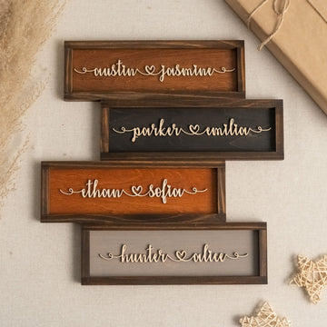 Personalized Couple Name Plaque Wood Couple Name Sign and Rustic Wooden Name Plaque for Anniversary Gift E07